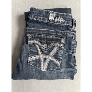 Kut from the Kloth Jeans Womens 4 Blue Natilie Flap Pockets Raw Hem 30x29 Boot